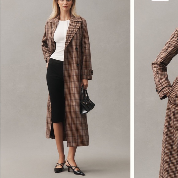 Avec Les Filles Jackets & Blazers - Avec Les Filles Brown Plaid Trench Coat